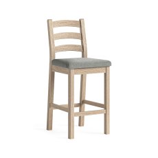 Casterton White Wash Bar Stool with Grey Cushion
