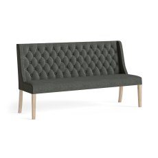 Casterton White Wash Button Back Dining Bench in Charcoal Casterton White Wash Button Back Dining Bench in Charcoal