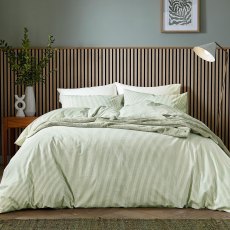 Helena Springfield Calico and Chalk Twill Stripe Duvet Set Green