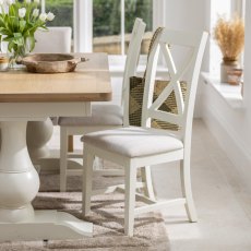 Salthouse Upholstered Cross Back Dining Chair Pair Salthouse Upholstered Cross Back Dining Chair Pair