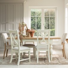 Salthouse 1.3m Extending Spindle Leg Dining Table with 4 Cross Back Chairs & 2 Upholstered Chairs