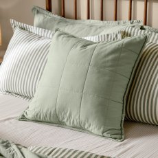 Yard Hebden Washed Cotton Cushion Bay Green