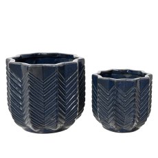 Kaemingk Porcelain Planter Ripple Design Set Of 2 Kaemingk Porcelain Planter Ripple Design Set Of 2