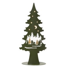 Kaemingk Iron Tree Tealight Holder Green