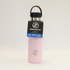JT Stainless Steel Pink Water Bottle Black Loop Handle JT Stainless Steel Pink Water Bottle Black Loop Handle