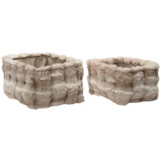 Kaemingk Artificial Fur Basket Set of 2 Kaemingk Artificial Fur Basket Set of 2