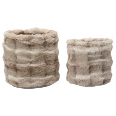 Kaemingk Artificial Fur Round Basket Set of 2 Kaemingk Artificial Fur Round Basket Set of 2