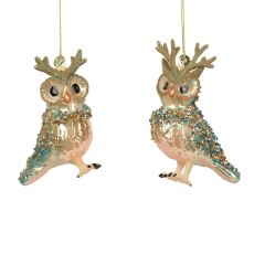 Kaemingk Glass Owl Tree Decoration