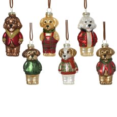 Kaemingk Glass Dog Tree Ornament Assorted Designs Kaemingk Glass Dog Tree Ornament Assorted Designs