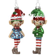 Kaemingk Glass Elf Tree Decoration Assorted Designs Kaemingk Glass Elf Tree Decoration Assorted Designs