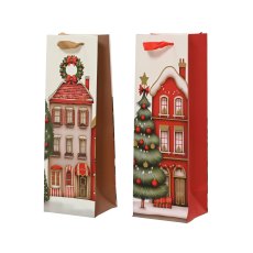 Kaemingk Glitter Houses Bottle Bag Assorted Designs Kaemingk Glitter Houses Bottle Bag Assorted Designs