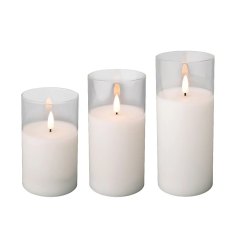 Kaemingk Set of 3 LED Candles White Kaemingk Set of 3 LED Candles White
