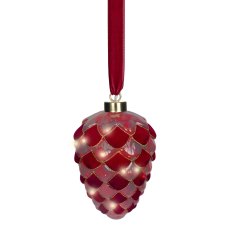 Kaemingk Micro LED Lit Pinecone Red Kaemingk Micro LED Lit Pinecone Red