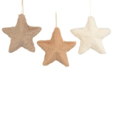 Kaemingk Fur Star Hanging Decoration Assorted Colours