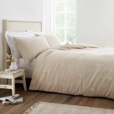 Bianca Brushed Embroidery Natural Duvet Set