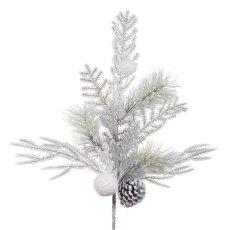 Floralsilk Snowy Pine With Baubles Spray Floralsilk Snowy Pine With Baubles Spray