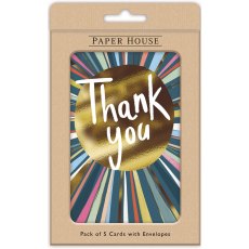 Colourful Rays Thank You Pack of 5 Cards Colourful Rays Thank You Pack of 5 Cards
