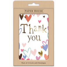 Heart Pattern Thank You Pack of 5 Cards