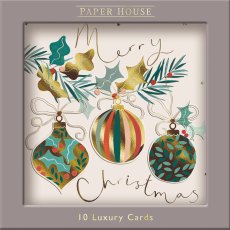 Paper House Christmas Baubles Pack of 10 Cards