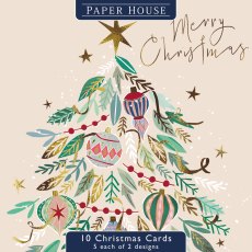 Medici Papercut Tree & Baubles Pack of 10 Cards Medici Papercut Tree & Baubles Pack of 10 Cards