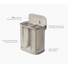 Joseph Joseph Tota 2 Twin 90L Pale Mushroom Laundry Separation Basket