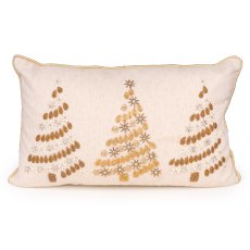 Candlelight Gold & Cream Christmas Tree Cushion