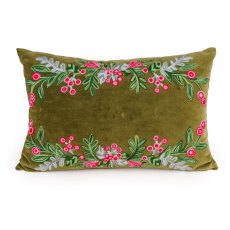 Candlelight Holly & Berries Green Cushion Candlelight Holly & Berries Green Cushion