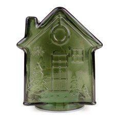 Candlelight Glass Green Rechargeable Gingerbread House