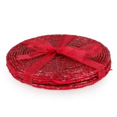 Candlelight Beaded Red Coasters Set Of 4 Candlelight Beaded Red Coasters Set Of 4