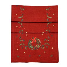 Waltons Embroidered Wreath Runner Red Waltons Embroidered Wreath Runner Red