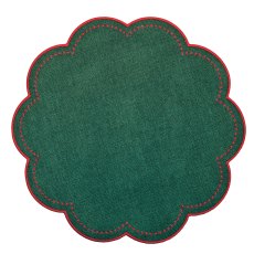 Waltons Reversible Scalloped Placemat Green