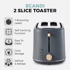 Tower Scandi Grey 2 Slice Toaster Tower Scandi Grey 2 Slice Toaster