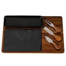 Hill Interiors Acacia Cheese Board Set With Black Bowl Hill Interiors Acacia Cheese Board Set With Black Bowl