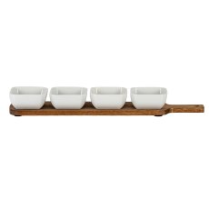 Hill Interiors Acacia Serving Board with Four Serving Bowls Hill Interiors Acacia Serving Board with Four Serving Bowls