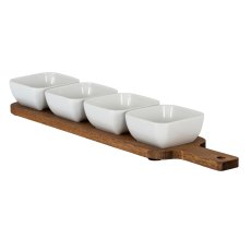 Hill Interiors Acacia Serving Board with Four Serving Bowls Hill Interiors Acacia Serving Board with Four Serving Bowls