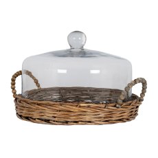 Hill Interiors Briar Collection Wicker Tray With Cloche