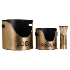 Hill Interiors Bronze Logs Kindling & Matchstick Set Hill Interiors Bronze Logs Kindling & Matchstick Set