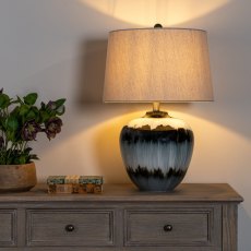 Hill Interiors Midnight Shadows Table Lamp With Linen Shade Hill Interiors Midnight Shadows Table Lamp With Linen Shade
