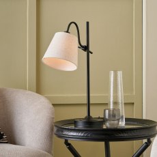 Pacific Ari Black Metal Curved Arm Table Lamp