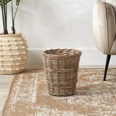 Pacific Tobs Grey Kubu Rattan Round Waste Paper Bin Pacific Tobs Grey Kubu Rattan Round Waste Paper Bin