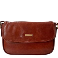 Nova Leathers Cognac Half Flap Shoulder Bag