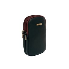 Nova Leathers Black Tan Twin Zip Top Phone Bag Nova Leathers Black Tan Twin Zip Top Phone Bag