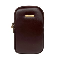 Nova Leathers Hot Chocolate Twin Zip Top Phone Bag Nova Leathers Hot Chocolate Twin Zip Top Phone Bag