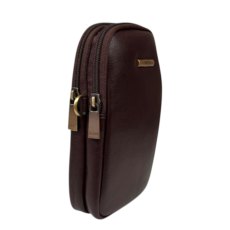 Nova Leathers Hot Chocolate Twin Zip Top Phone Bag Nova Leathers Hot Chocolate Twin Zip Top Phone Bag