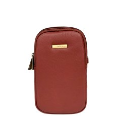 Nova Leathers Tan Twin Zip Top Phone Bag