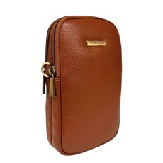 Nova Leathers Toffee Brown Twin Zip Top Phone Bag Nova Leathers Toffee Brown Twin Zip Top Phone Bag
