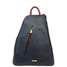 Nova Leathers Navy Tan Pyramid Backpack