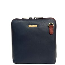 Nova Leathers Navy Tan Small Dome Bag