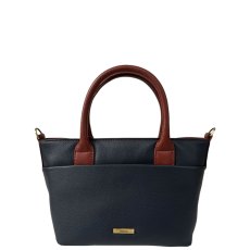 Nova Leathers Navy Tan Small Grab Bag