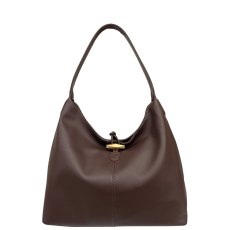 David Jones Sandalwood Brown Slouchy Button Hobo Bag